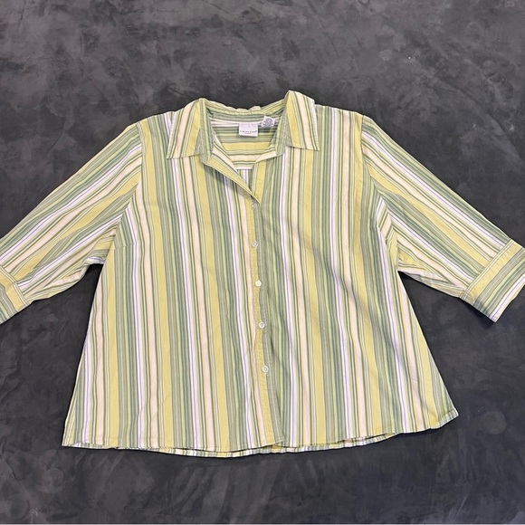Kim Rogers Green Striped Blouse 3X - Picture 1 of 4
